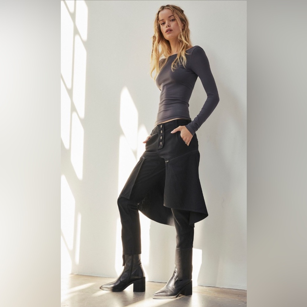 RARE👀💕Free People x Nicholas K Black Jean w detachable Asymmetrical  Skirt